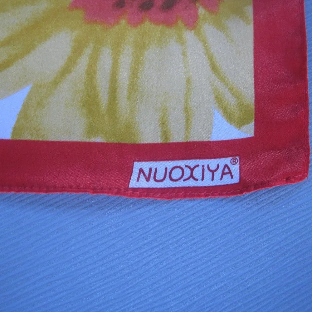 Women's NUOXIYA Rectangular Scarf Red Orange Yellow Brown Floral Print Silk/Poly